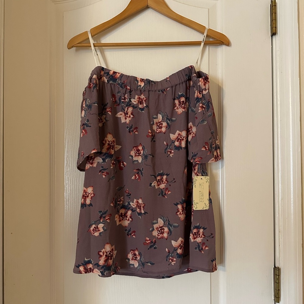 Sweet Wanderer Purple Off-the-Shoulder Blouse